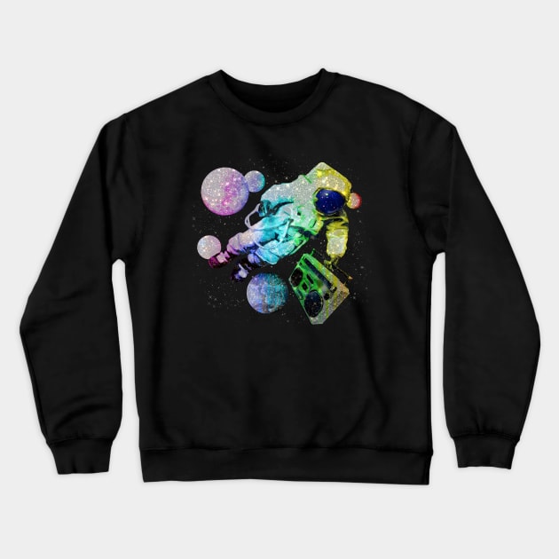 Boombox Spaceman Crewneck Sweatshirt by robotface